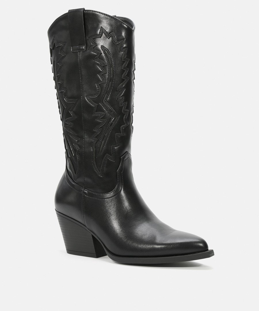 Botas cowboy bordado tacón  image number null